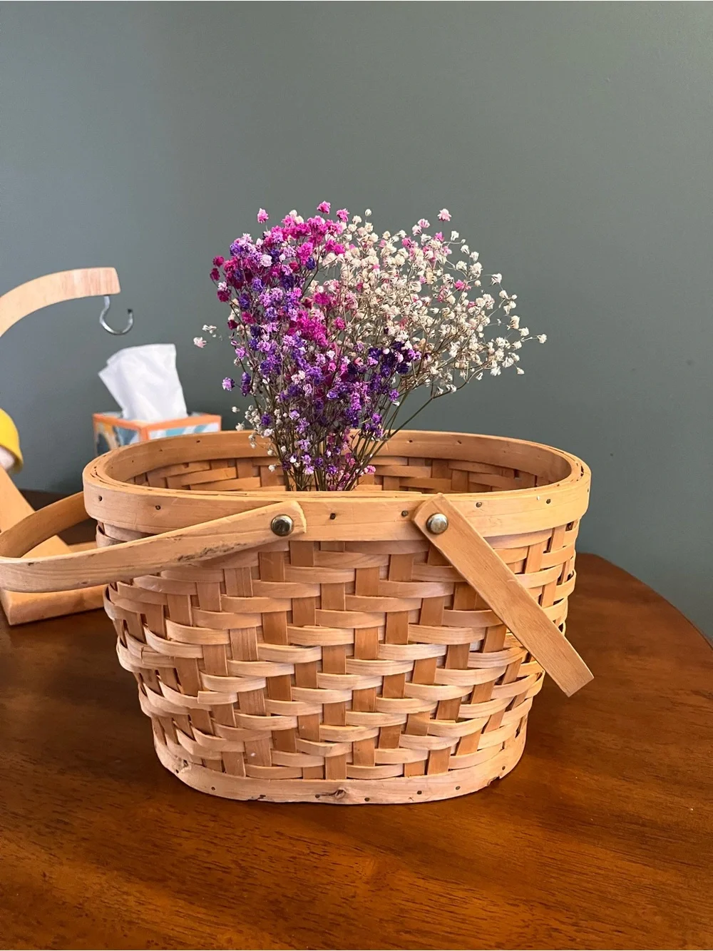 Woven Wood Market Basket in Natural Light Brown